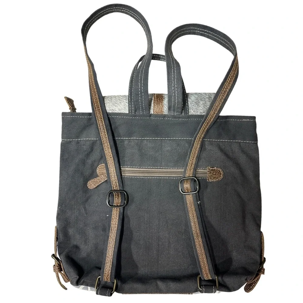 Myra Bag Women's Artist's Impression Upcycled Canvas & Leather Backpack One Size
